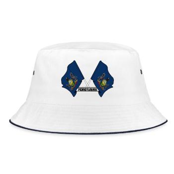 Two flags text PENNSYLVANIA - Bucket Hat - white/navy - Front