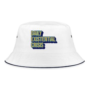 Daily existential crisis – humor meets reality - Bucket Hat - white/navy - Front