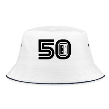 50 Retro Musik 50er - Bucket Hat - Weiß/Navy - Vorne