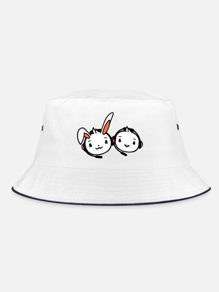 Bunny Bird Chick 2 Gamer Gaming Play Headset - Bucket Hat - white/navy - Front