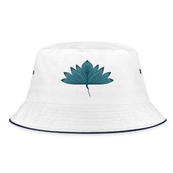 Lotus floral bleu-vert - Bob - blanc/marine - Devant