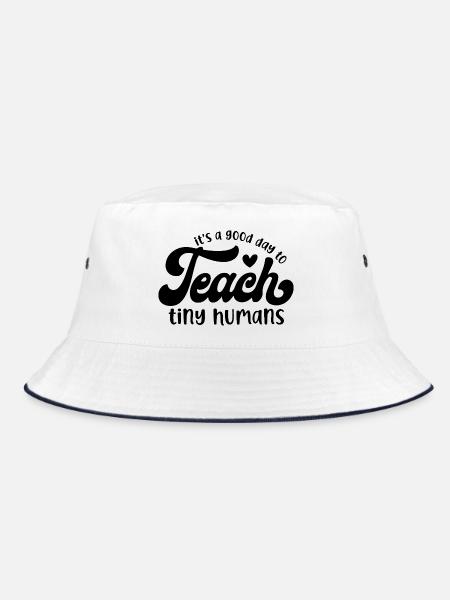 Es ist ein guter Tag, um kleinen Menschen etwas beizubringen - Bucket Hat - Weiß/Navy - Vorne