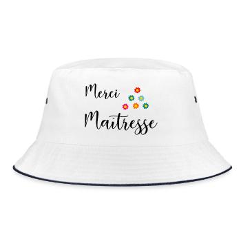 GELIEBTE. VIELEN DANK. DANKE HERRIN. GESCHENK - Bucket Hat - Weiß/Navy - Vorne