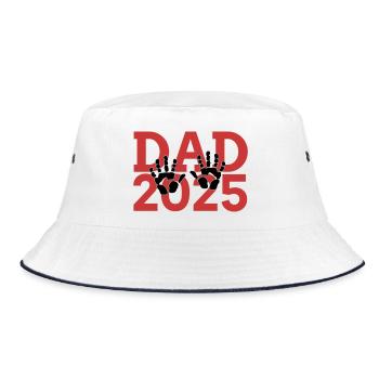 Dad 25 Vater Baby Papa 2025 Vatertag - Bucket Hat - Weiß/Navy - Vorne