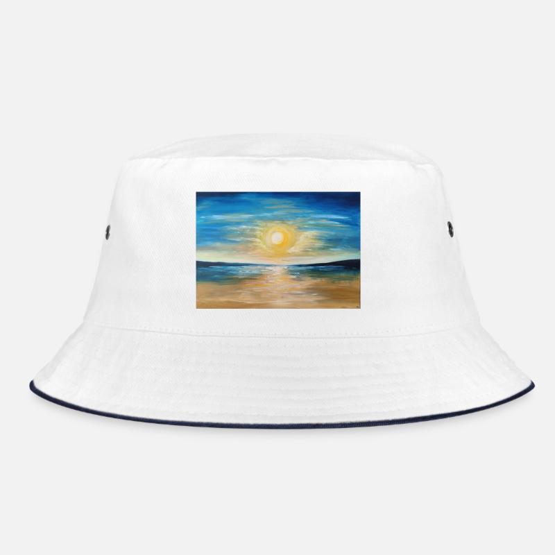 Reflexion bei Sonnenuntergang über ruhigen Gewässern Bucket Hat