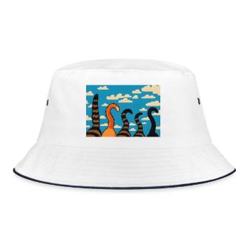 Cute Cat Tails Against Cloudy Sky - Bucket Hat - white/navy - Front