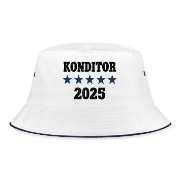 2025 Konditor Beruf Konditorei Job Arbeit Lehre - Bucket Hat - Weiß/Navy - Vorne