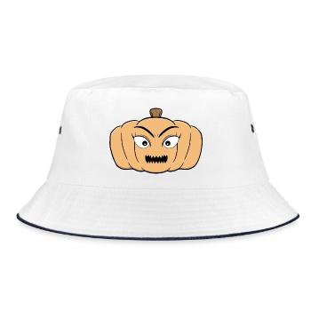 Haunted Halloween Spooky Pumpkin - Bucket Hat - white/navy - Front