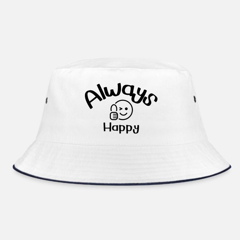 happy face - Bucket Hat - white/navy