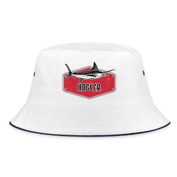 Angler Fish USA Design Rot - Bucket Hat - Weiß/Navy - Vorne