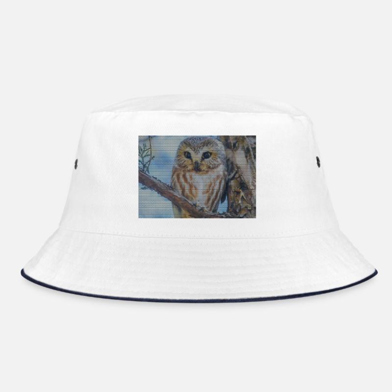 Abendwald Eulenblick - Bucket Hat - white/navy
