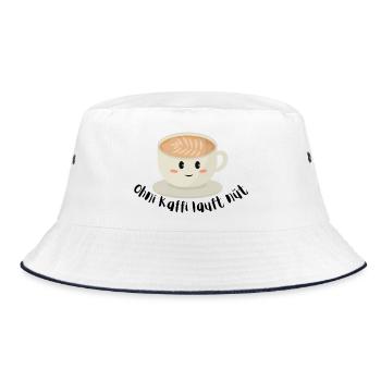 Kaffee Kuschelbecher Latte Kunst - Bucket Hat - Weiß/Navy - Vorne