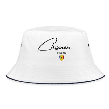 Elegantes Design Chisinau, ich liebe Chisinau - Bucket Hat - Weiß/Navy - Vorne