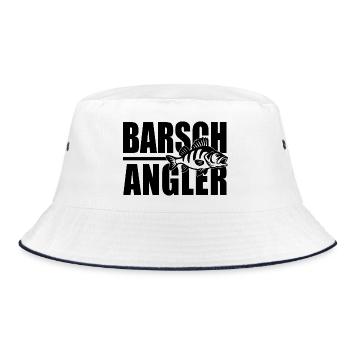 Barsch Angler Barsche Raubfischangeln Flussbarsch - Bucket Hat - Weiß/Navy - Vorne