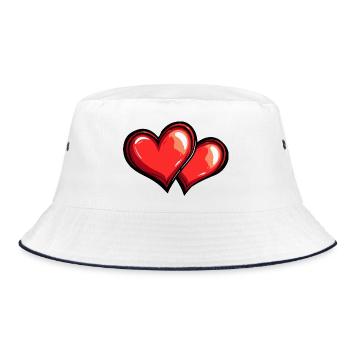 Herzen Liebe Symbol - Bucket Hat - Weiß/Navy - Vorne