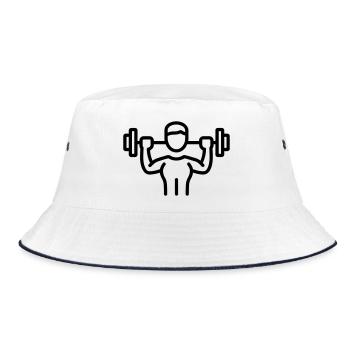 Bodybuilding - Bucket Hat - Weiß/Navy - Vorne