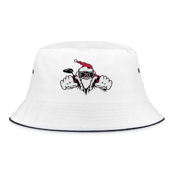 Santa Claus on motorcycle with gifts - Bucket Hat - white/navy - Front