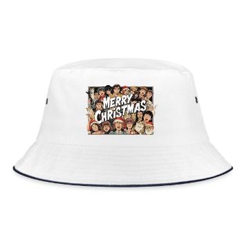 Fröhliche Weihnachten Manga Gruppenbild - Bucket Hat - Weiß/Navy - Vorne