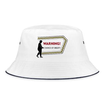 Warning: Obesity Caution Graphic - Bucket Hat - white/navy - Front