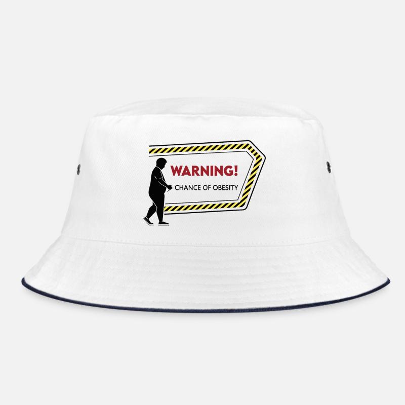 Warnung: Fettleibigkeits-Warngrafik - Bucket Hat - Weiß/Navy