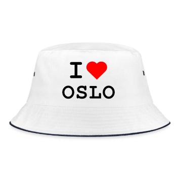 I love Oslo - ich liebe Oslo - Bucket Hat - Weiß/Navy - Vorne