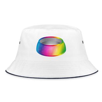 Regenbogen Futternapf Motiv für Haustiere - Bucket Hat - Weiß/Navy - Vorne