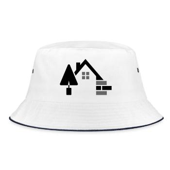 Maurer logo with trowel, bricks & house contour - Bucket Hat - white/navy - Front