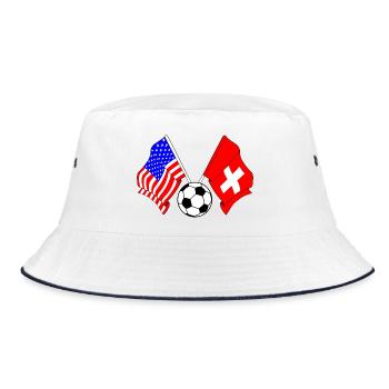 Fußball Schweiz gegen USA - Bucket Hat - Weiß/Navy - Vorne
