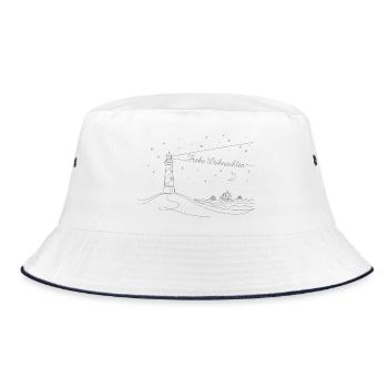 Frohes Weihnachten, Leuchtturm, Meer und strand - Bucket Hat - Weiß/Navy - Vorne