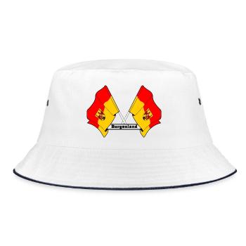 Crossed Burgenland Flags With Text - Bucket Hat - white/navy - Front