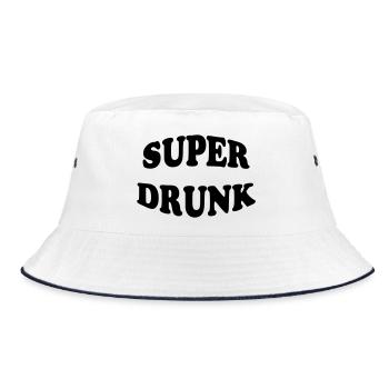 Superbetrunken – Alkohol - Bucket Hat - Weiß/Navy - Vorne