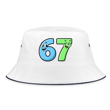 6 7 Memes – Funny Cartoon Numbers - Bucket Hat - white/navy - Front