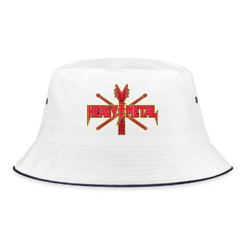 Thunderbolt Heavy Metal Guitar Logo - Bucket Hat - white/navy - Front