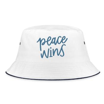 Peace wins hand lettering - Bucket Hat - white/navy - Front
