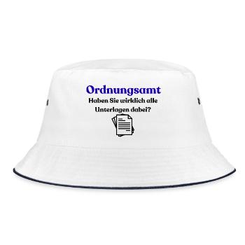 Ordnungsamt Blau Typo - Bucket Hat - Weiß/Navy - Vorne