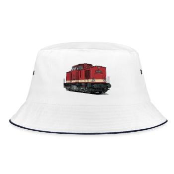 Locomotive diesel rouge style vintage BR 112 - Bob - blanc/marine - Devant