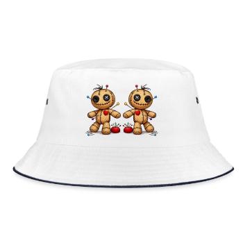 Voodoo Puppe mit Nadeln - Bucket Hat - Weiß/Navy - Vorne