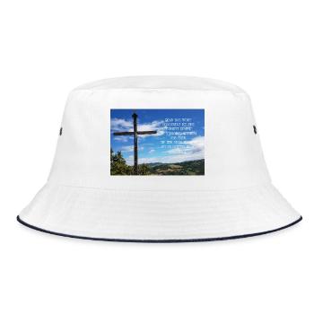 Stations of the Cross over mountain landscape - Bucket Hat - white/navy - Front