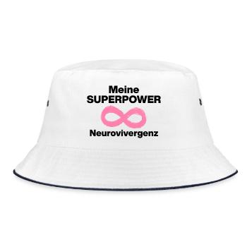 MEINE SUPERPOWER: NEURODIVERGENZ! ADHS KRAFT - Bucket Hat - Weiß/Navy - Vorne