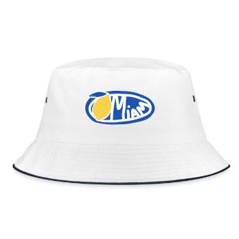 Lemon Yum Blue Retro Oval Logo - Bucket Hat - white/navy - Front