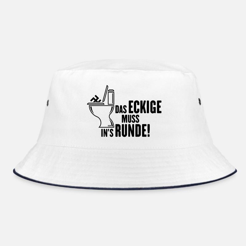 Das Eckige Muss In’s Runde! (Gegen Rechts / Black) - Bucket Hat - Weiß/Navy
