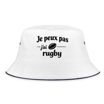 Je peux pas j’ai rugby – Humour sport et passion  - Bob - blanc/marine - Devant