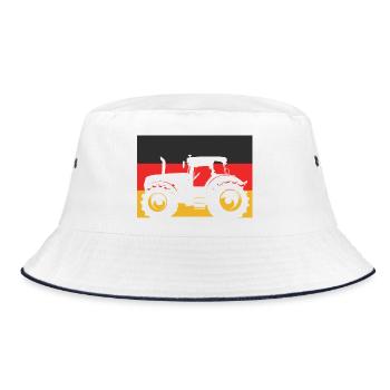 Traktor mit Deutschlandflagge – Landwirt Stolz - Bucket Hat - Weiß/Navy - Vorne