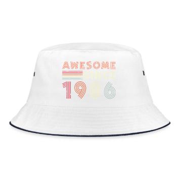 Retro Neon Seit 1986 - Bucket Hat - Weiß/Navy - Vorne