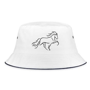 Islandpferd Tölter im Linienstil - Bucket Hat - Weiß/Navy - Vorne