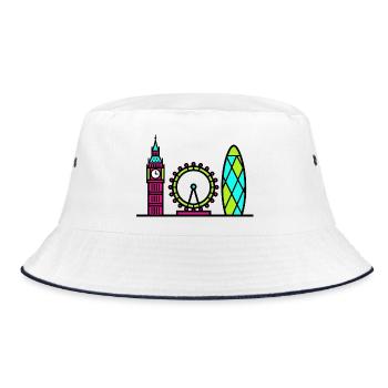 London City Skyline Big Ben Modern Line Art - Bucket Hat - white/navy - Front