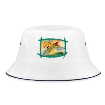 Aras over the rainforest - Bucket Hat - white/navy - Front