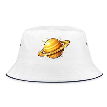 Saturn with glowing rings - Bucket Hat - white/navy - Front