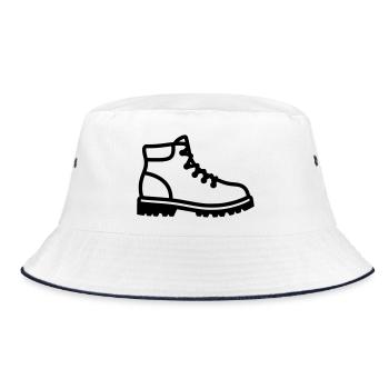 Hiking Boots Shoe Profile - Bucket Hat - white/navy - Front