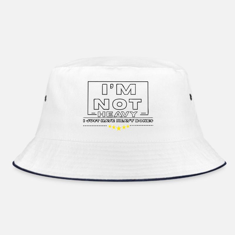 Not Heavy Bones: Funny Bone Zitat-Tee - Bucket Hat - Weiß/Navy